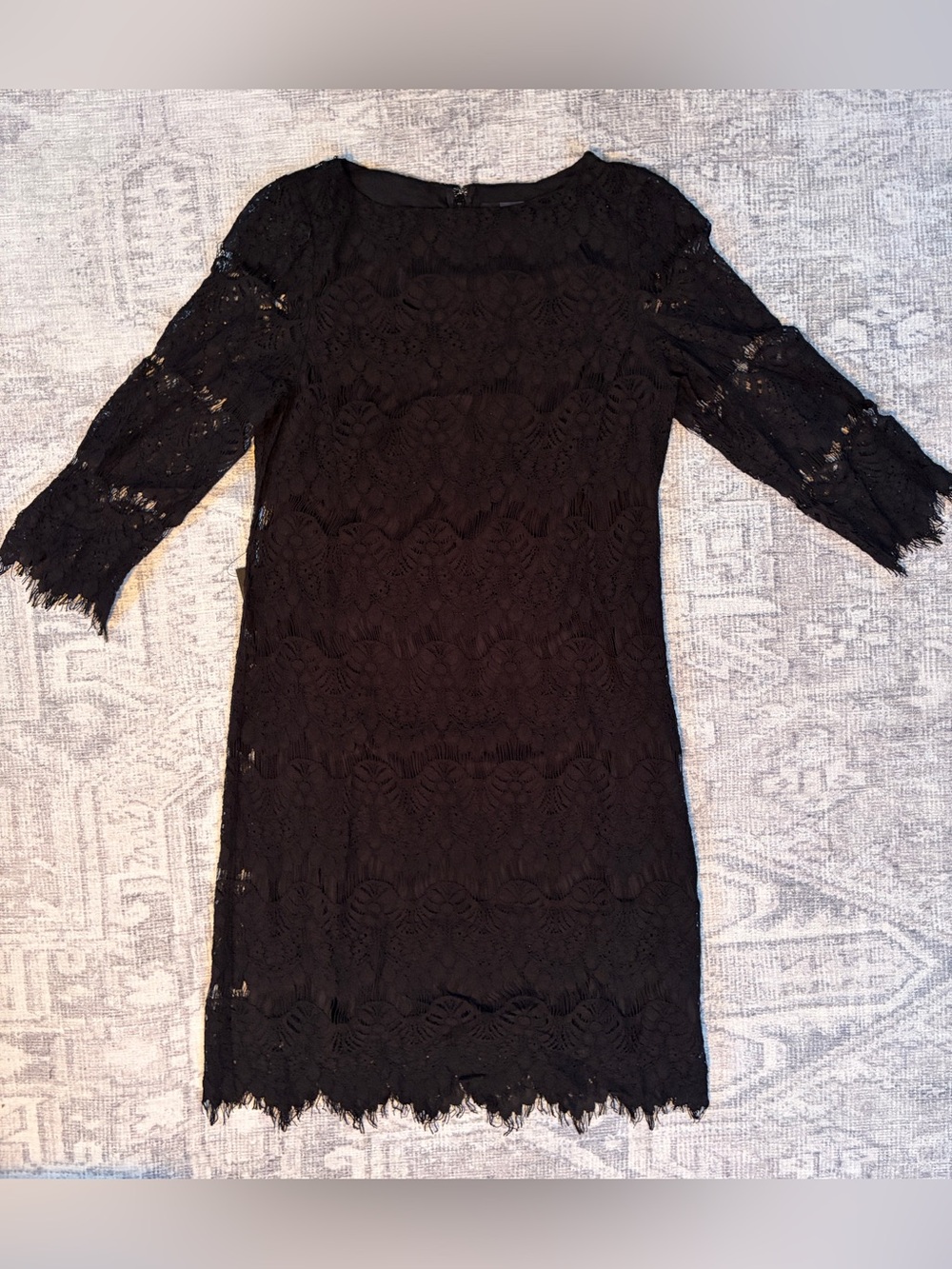 The Limited Black Lace Shift Dress XS 3/4 Sleeve Cocktail Party